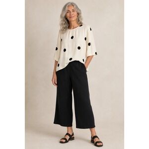MASAI Copenhagen Black Polka Dot Cream Tunic Top Shirt Size L